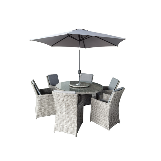 Anfi 6-Seater Round Furniture Set with umbrella