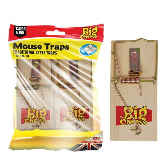 4 Pack of traditional wooden mouse traps