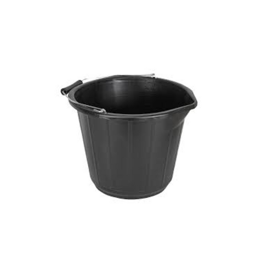 Black Plastic Bucket 14 litre with handle