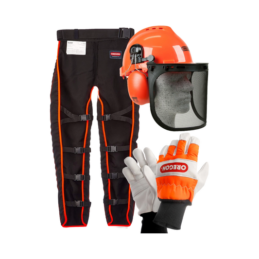 Chainsaw_safety_Kit pants helmet and gloves