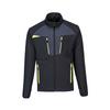 Full view of the Portwest DX4 Zip Base Layer in a black and grey colour with a yellow trim 