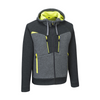 Front view of the Portwest DX4 Zipped Hoodie in Grey and black with a yellow trim 