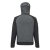 Rear view of the Portwest DX4 Zipped Hoodie in a grey color with yellow trim 