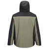 rear view of the Portwest Dunmore Rain Jacket in a khaki colour