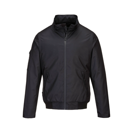 Front view of the Portwest KX3 Bomber Jacket in black