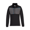 Front view of the Portwest WX3 Half Zip Tech Fleece in Black with Blue trim