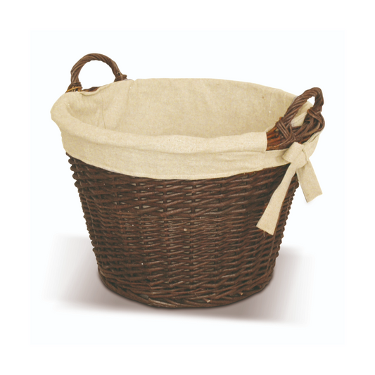 De Vielle Natural Wicker Round Basket with Canvas Liner