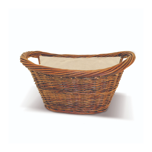 De Vielle Natural Wicker Oval Basket with Canvas Liner