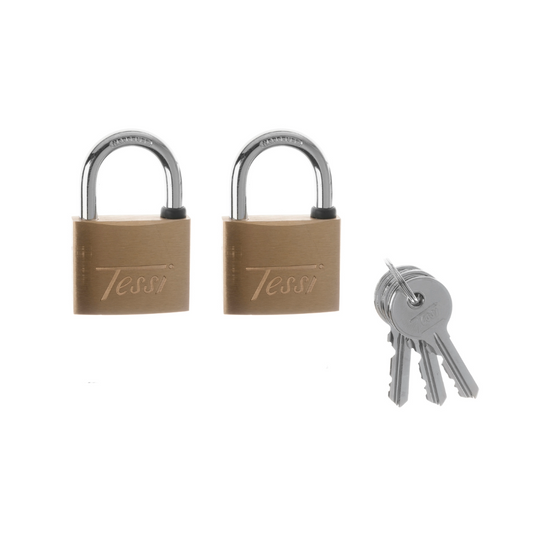 Tessi 40mm Brass Padlock Twin Pack